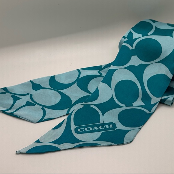 Coach Turquoise and Light Blue Silk Scarf - Picture 1 of 3